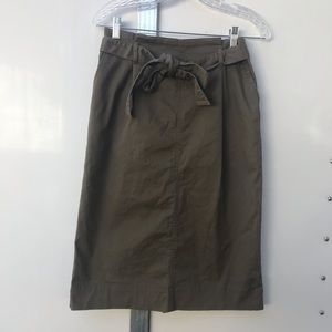 Olive green paper bag pencil skirt